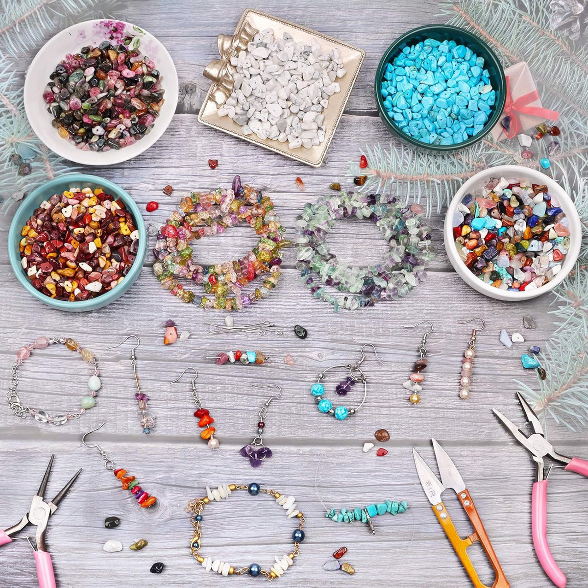 Natural Chip Stone Beads 450pcs Green Canada Jade Chips 5-8mm Genuine Real Irregular Healing Crystal Rocks Hole Drilled DIY Loose Gemstone Beads for Jewelry Making Bracelet Earrings Necklace Crafting