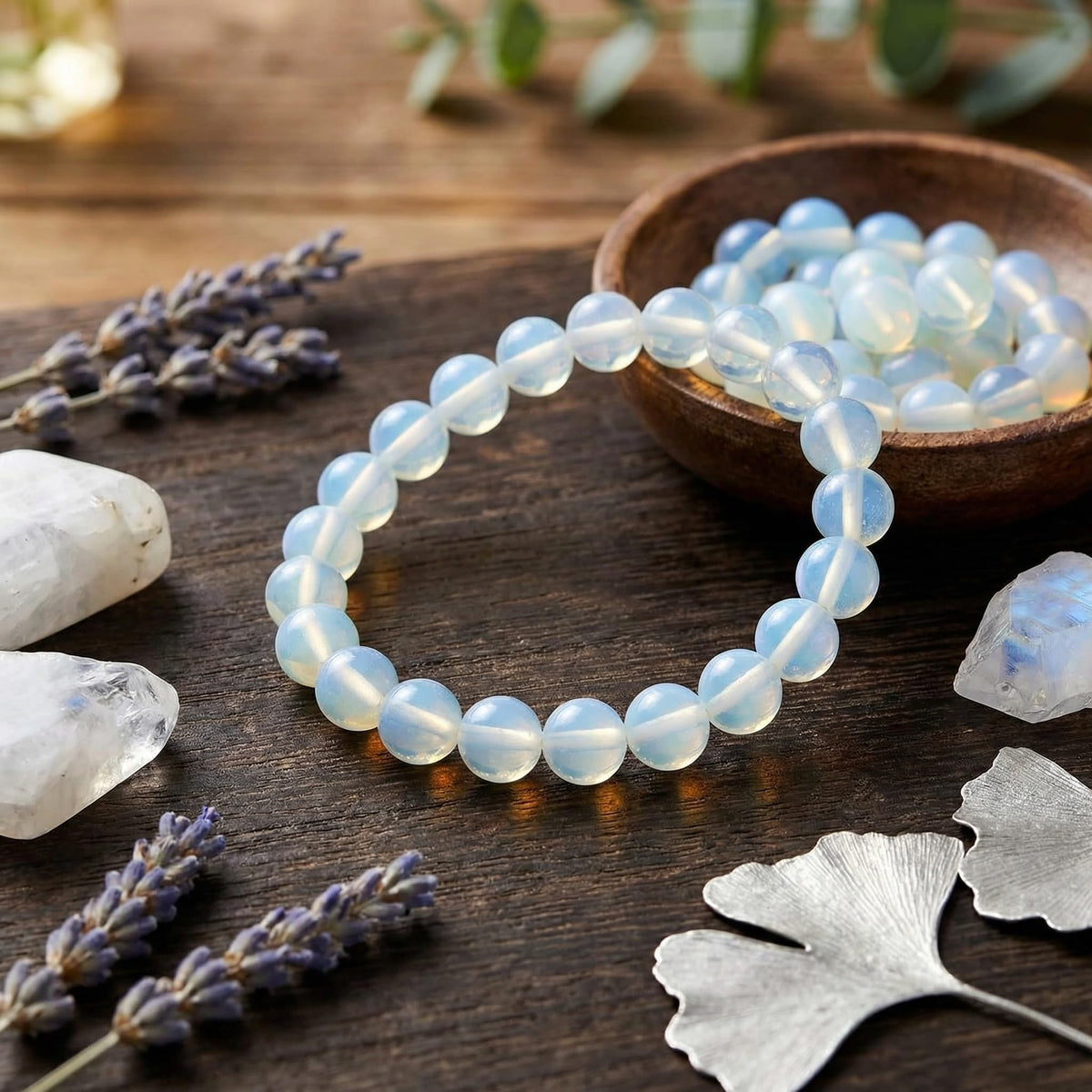 Yochus 60pcs White Opal Beads，6mm Healing Power Natural Stone Round Loose Gemstone Beads for Jewelry Making Earring Necklace DIY Crafts
