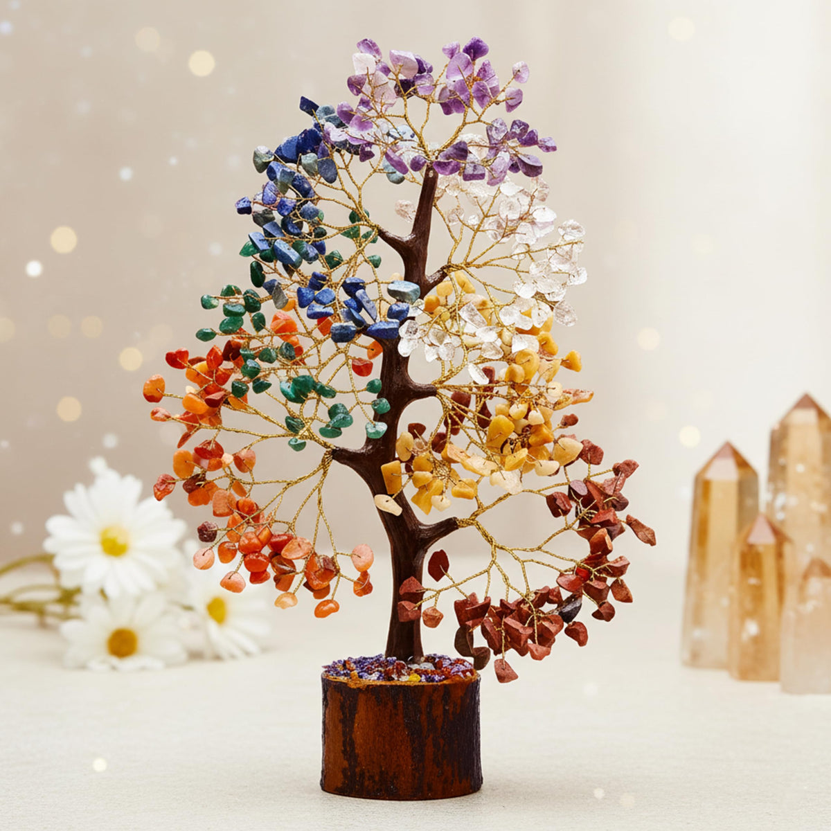 AstraVeda 7 Chakra Tree, Crystal Tree of Life, Feng Shui Trees, Positive Energy, Meditation Gift, Crystals and Stones, Spiritual Items, Home Office Decor