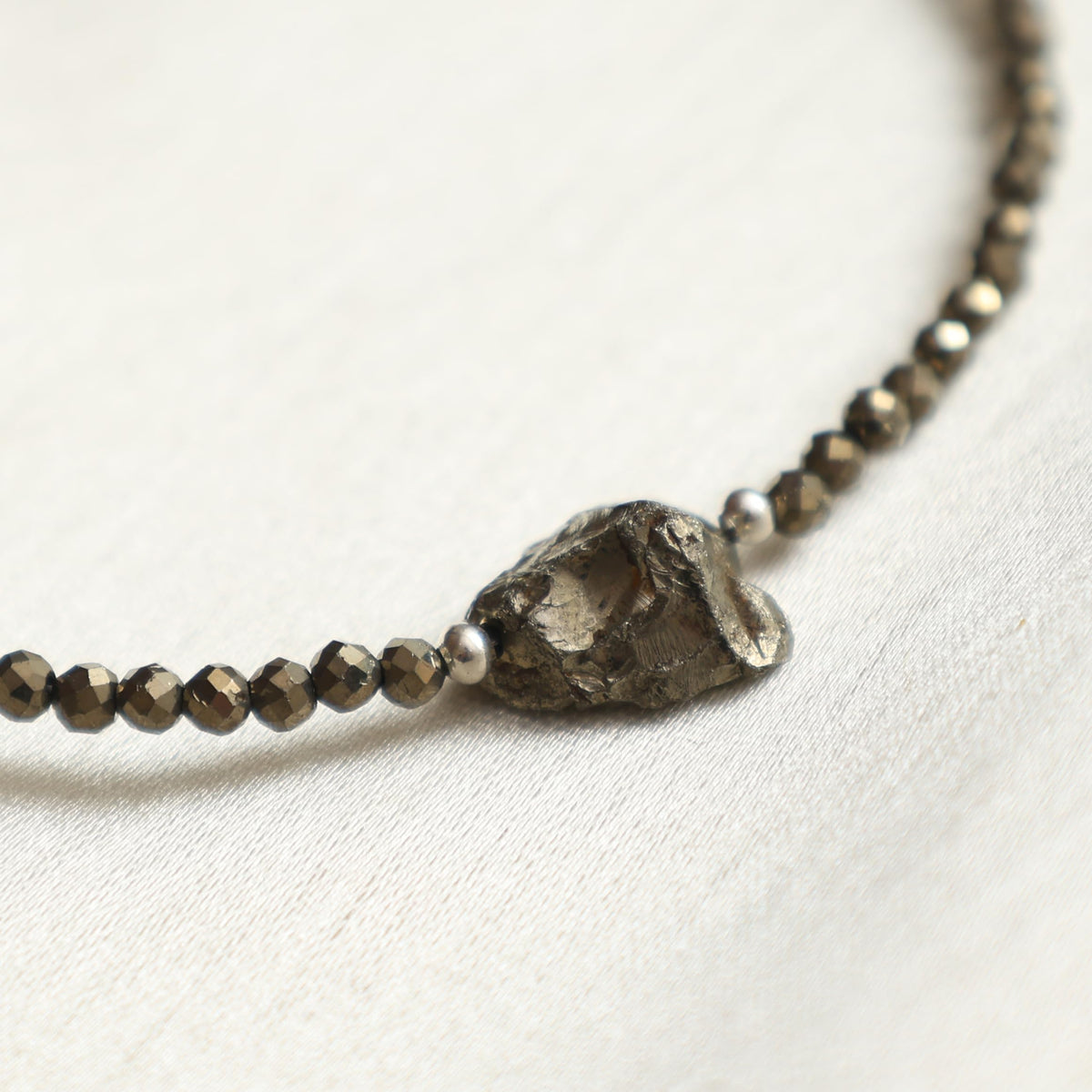 Gempires Natural Pyrite Beaded Bracelet with Raw Pyrite Stone Jewelry Birthstone Gemstone Gifts For Women Silver Plated 8 Inch Handmade Everyday Wear Jewelry Gifts For Her