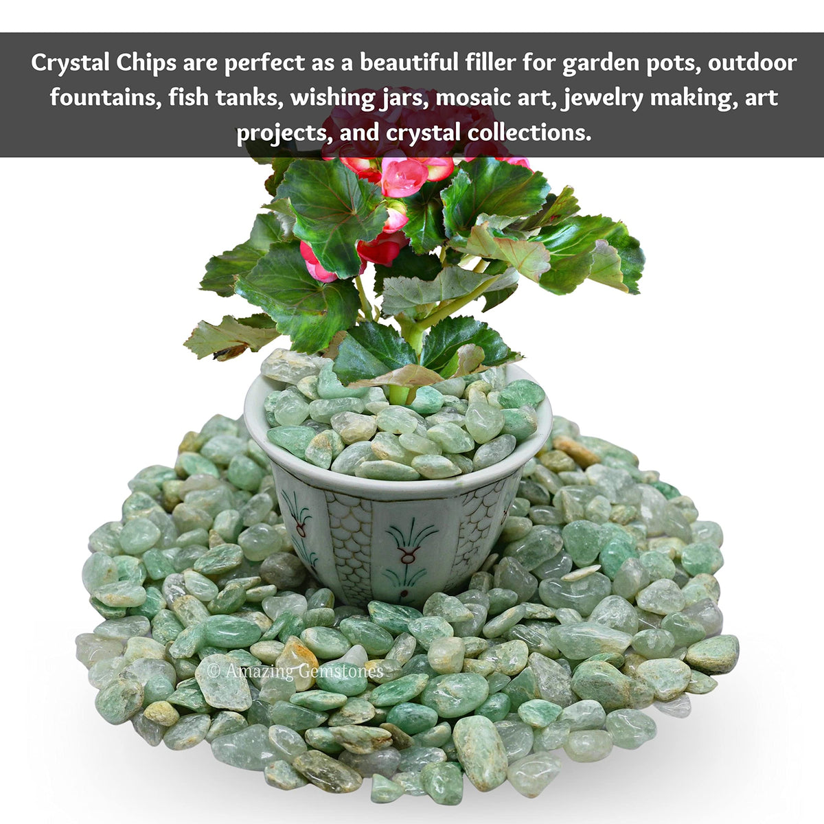 Amazing Gemstone Light Green Aventurine Crystal Chips Aquarium Gravel Rocks - Green Aventurine Chips Bulk Fish Tank Gravel, Small Tumbled Stone Chips and Tiny Crystals for Decoration