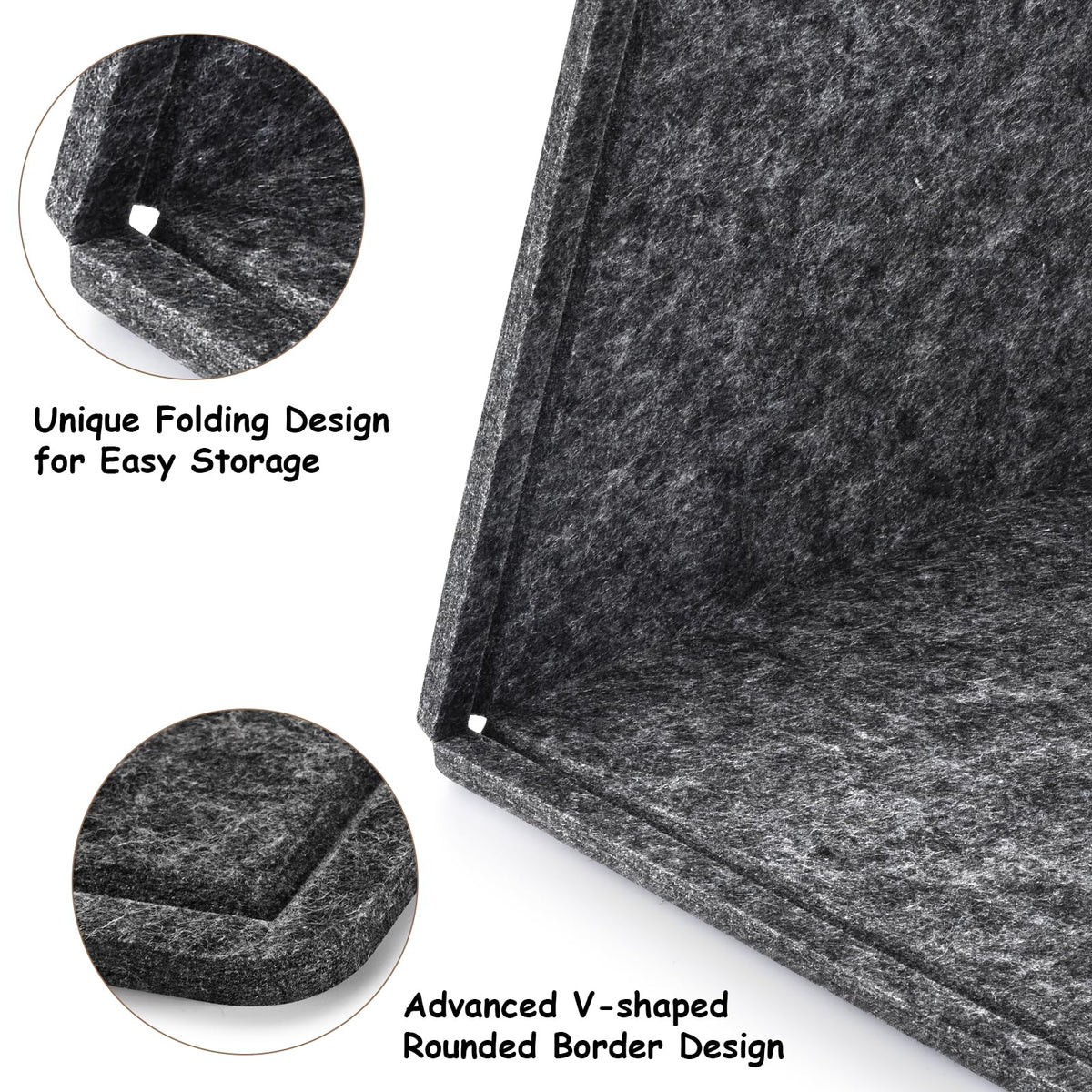 Large Bulletin Board, Foldable 72x48 Inches Cork Board Alternative, Large Felt Board Decorative Pin Board for Wall, Foldable Photo Board Self-Adhesive Vision Board with 36 Pushpins Dark Gray