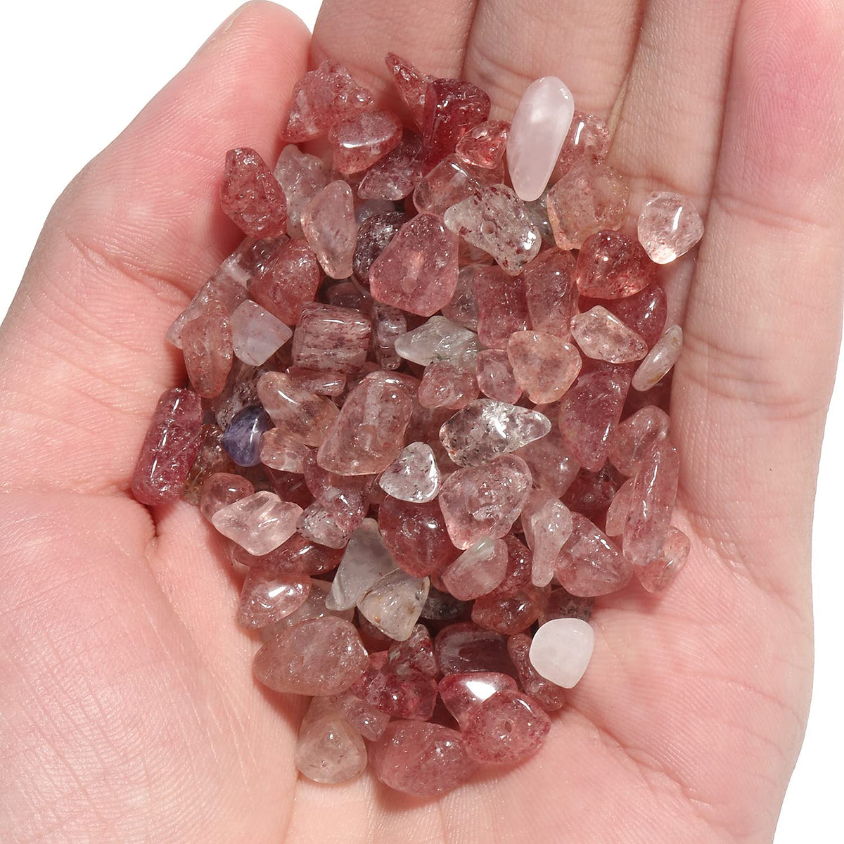 NITOPUPU 30in Strawberry Quartz Natural Chip Stone Beads 5-8mm About 230pcs, Irregular Drilled Pink Bead for Bracelets Jewelry Making Supplies for Adults, DIY Crafts.