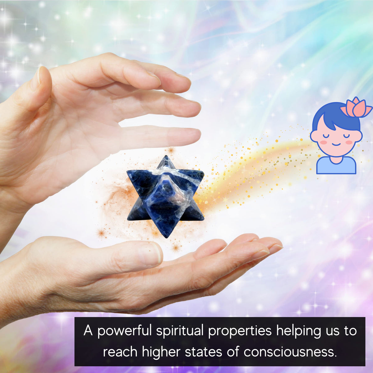 Amazing Gemstone Sodalite Merkaba Crystal - 0.75 Inches Metaphysical Merkaba Star for Meditation - Energetic Tetrahedron Crystal and Healing Stones and Healing (15-20mm)