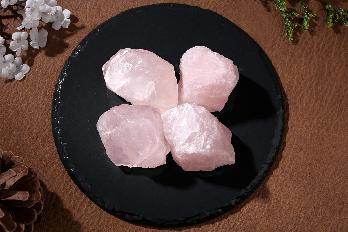 QINJIEJIE 2PCS Rose Quartz Raw Crystals 1.8-2.2'' Raw Crystals Healing Stones Bulk Large Crystal Rocks Stones for Tumbling Cabbing Fountain Rocks Polishing Handmade DIY Valentine's Day Gifts