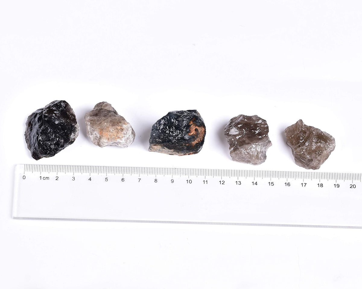 JIC Gem 12-16Pcs 0.7 Lbs irregular shape unpolished raw Madagascar natural Smoky Quartz Crystals and Healing Stones,0.32KG Gemstone Crystal Bulk rough Stones