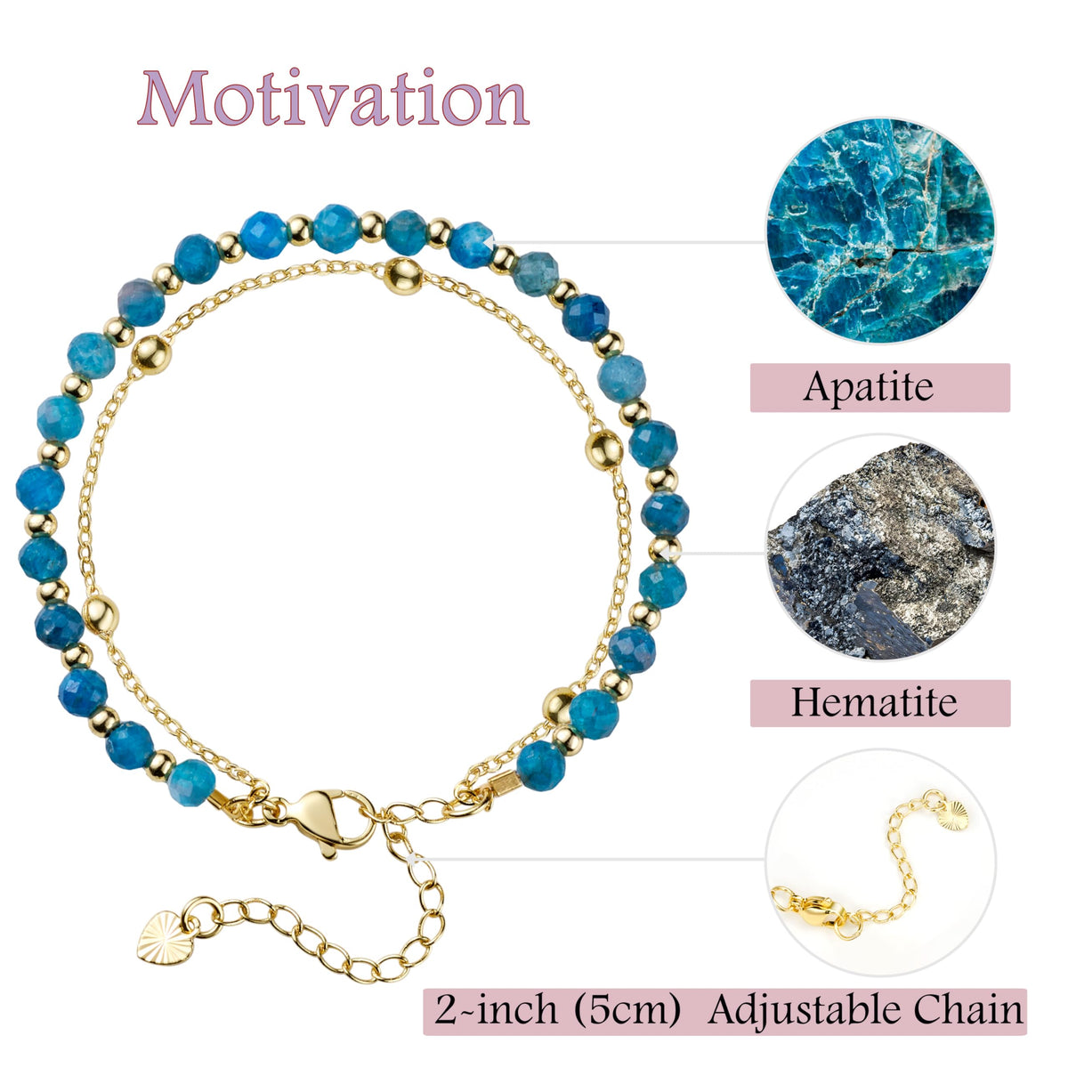 Farfume Apatite Crystal Bracelet Beaded Bracelets for Women 4mm Natural Stone Beads Gemstone Handmade Jewelry Valentine's Day Gifts