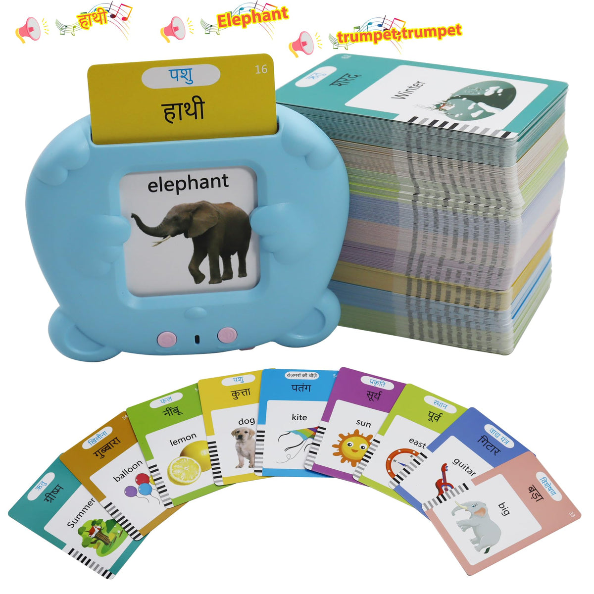 MAYAPHILOS 510 Sight Words Hindi and English Talking Flash Cards, Learn Hindi for Kids, Hindi Language Learning, Montessori Educational Toys for Toddlers 3 4 5 6 Years Old