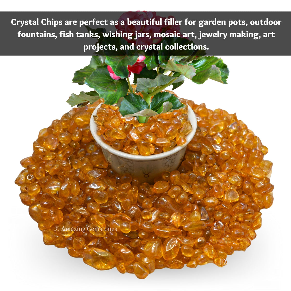 Amazing Gemstone Tangerine Aura Quartz Crystal Chips Aquarium Gravel Rocks - Aura Quartz Chips Bulk Fish Tank Gravel, Small Tumbled Stone Chips and Tiny Crystals for Decoration (1000+ Carat Chips)