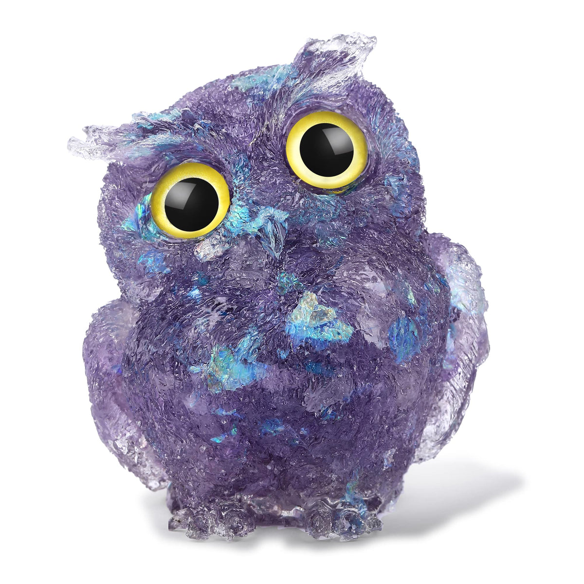 Reyife Hand-Carved Natural Crystal Owl Statue Reiki Healing Gemstone Animal Figurines Home Office Car Decoration The Best Gifts 2.4 inches