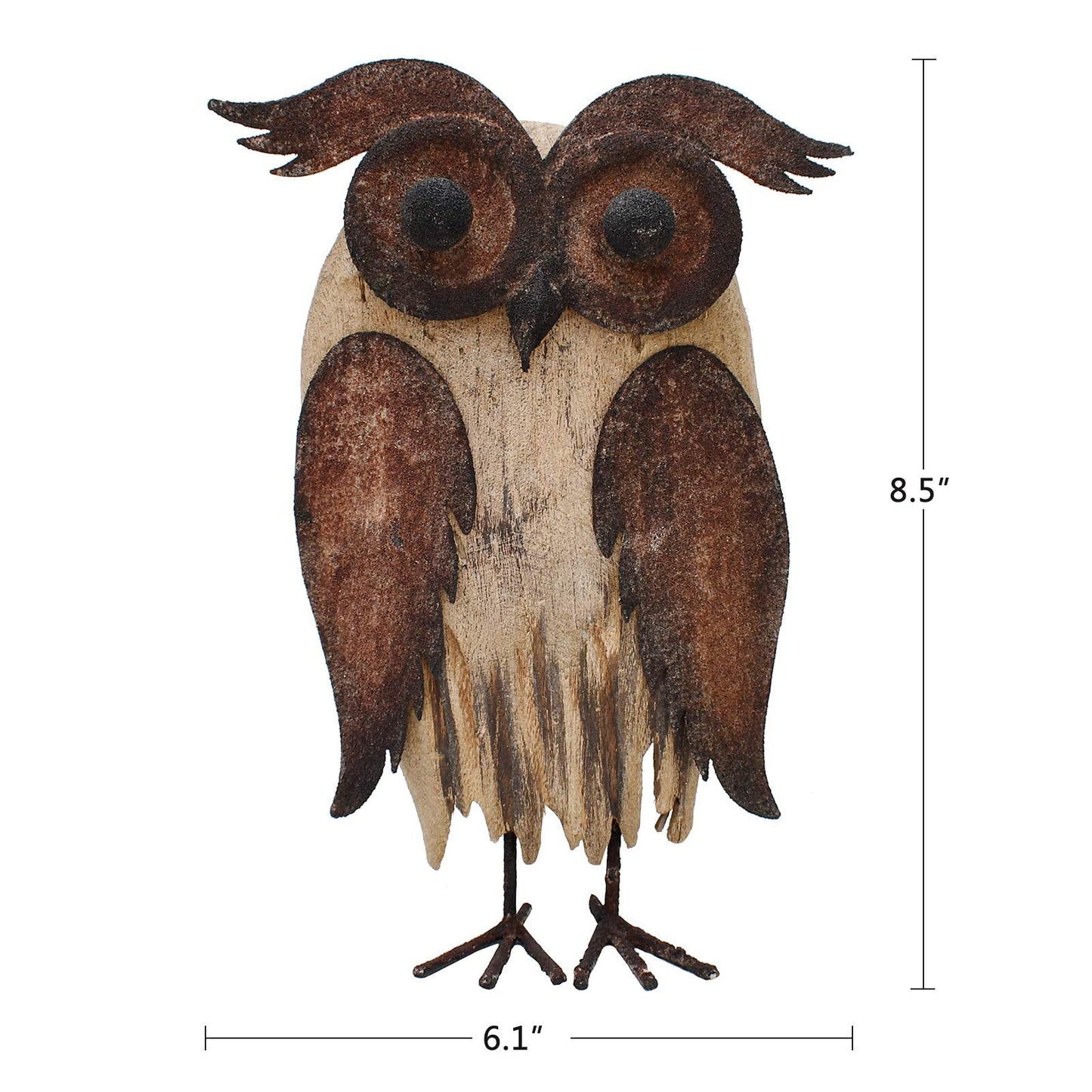 E-view Rustic Owl Figurines Decor Animal Statue for Home - Wooden Stand Owl Sculptures Decorations for Living Room Bedroom - Shelf Decoration Decorative Tabletop Collection (Owl A)