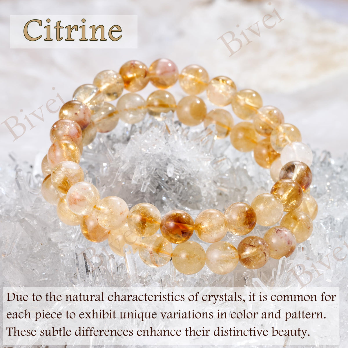 Citrine - Wealth and Success - 8mm Beaded Bracelets for Women Handmade Semi Precious Natural Stone Stretch Elastic Jewelry Yoga Protection Gifts