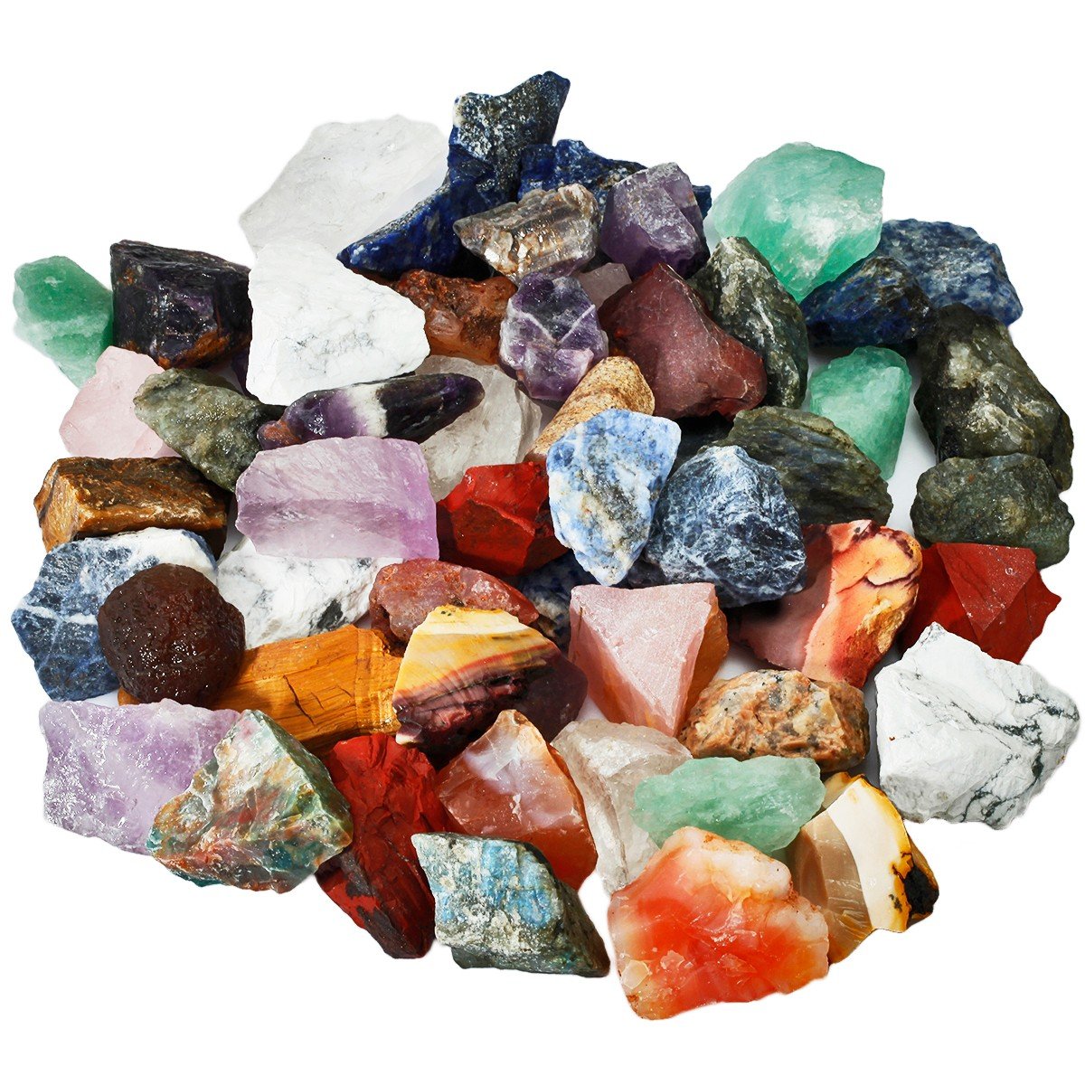 rockcloud 1 lb Natural Crystals Raw Rough Stones for Cabbing,Tumbling,Cutting,Lapidary,Polishing,Reiki Crytsal Healing,Colorful Mixed Stones