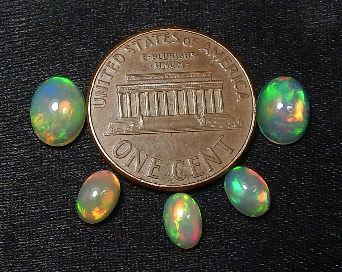 Myhealingworld Natural Ethiopian Opal 4x6mm 6x8mm oval cabochon AAA quality loose calibrated gemstones for jewelry making oval 4x6mm = 3 pcs 6x8mm = 2 pcs