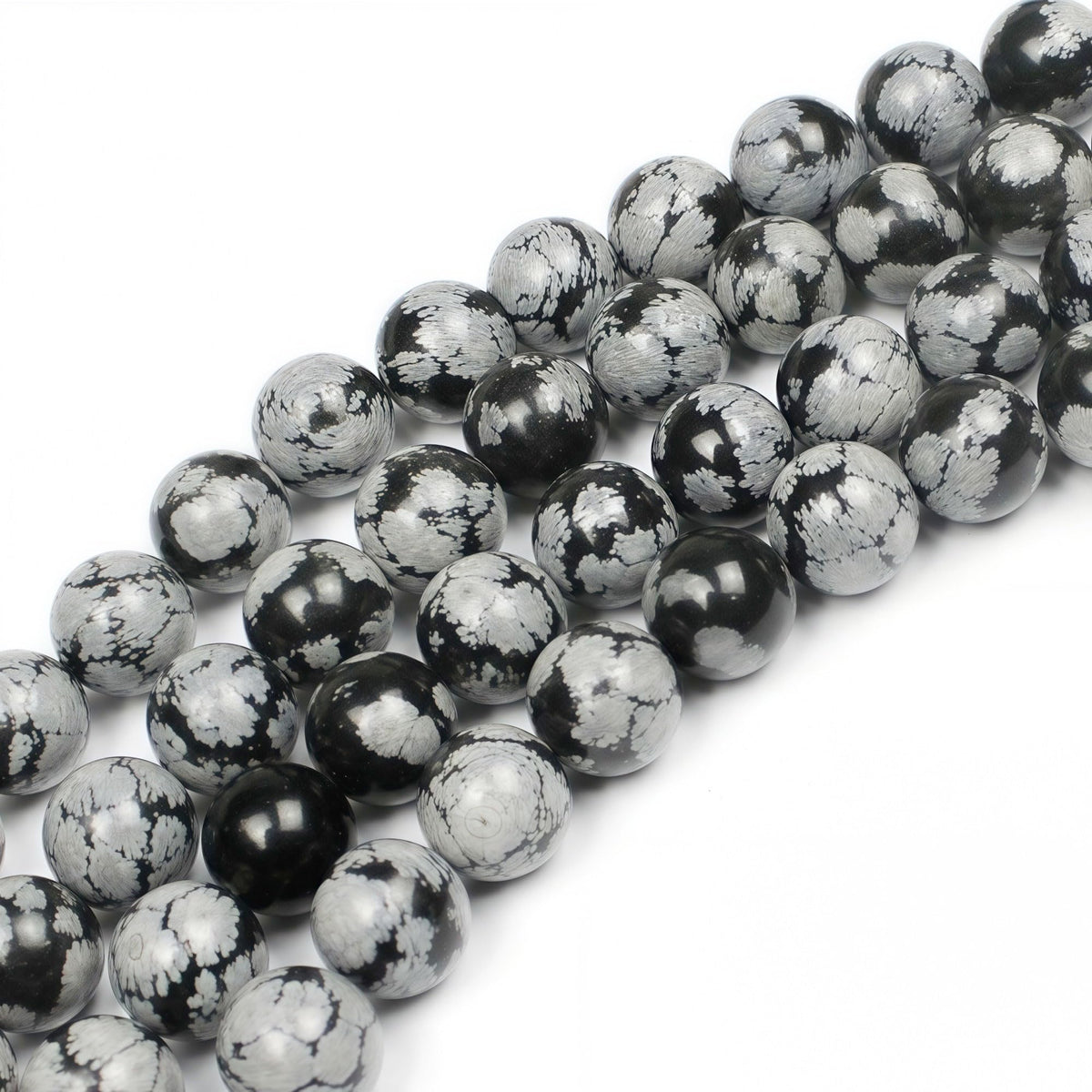 MJDCB Snowflake Obsidian Beads Round Natural Stone Beads for Jewelry Making DIY Bracelet (10mm)