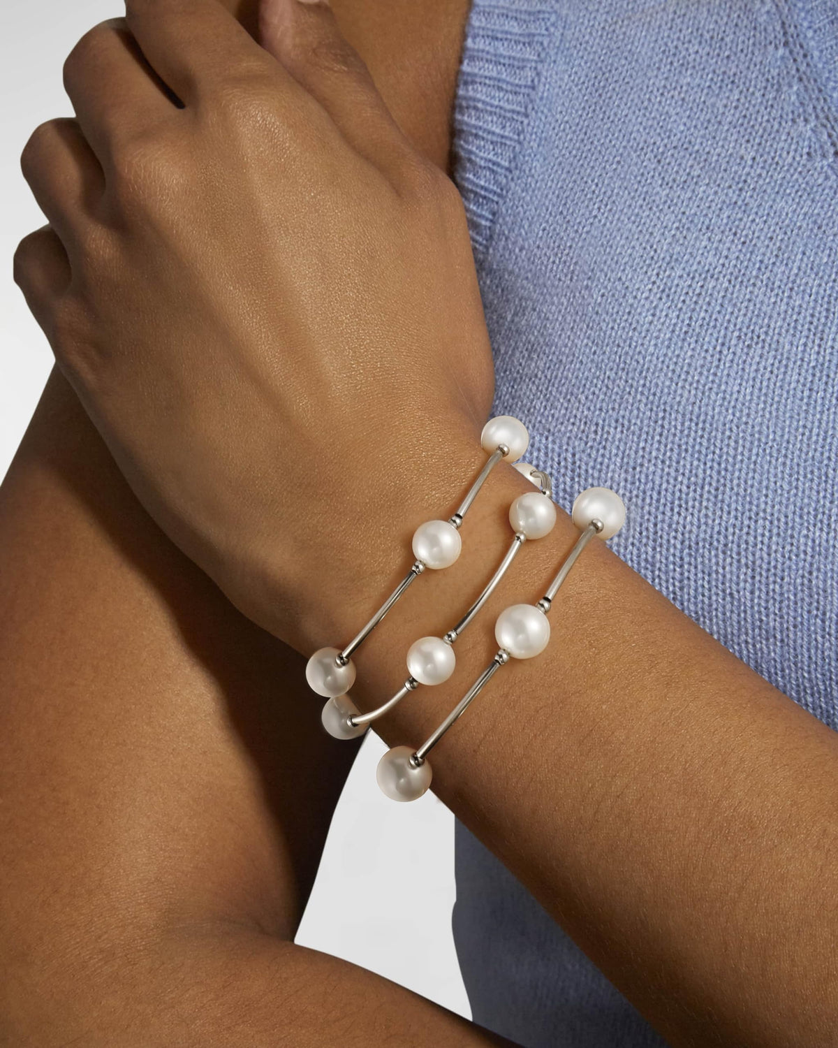 Elegance 11 designs Silver Blessing Bracelet 10mm Crystal White Pearl Bracelet Dainty Thin Tube For Women Simple Bridal Gifts For Friends And Loved