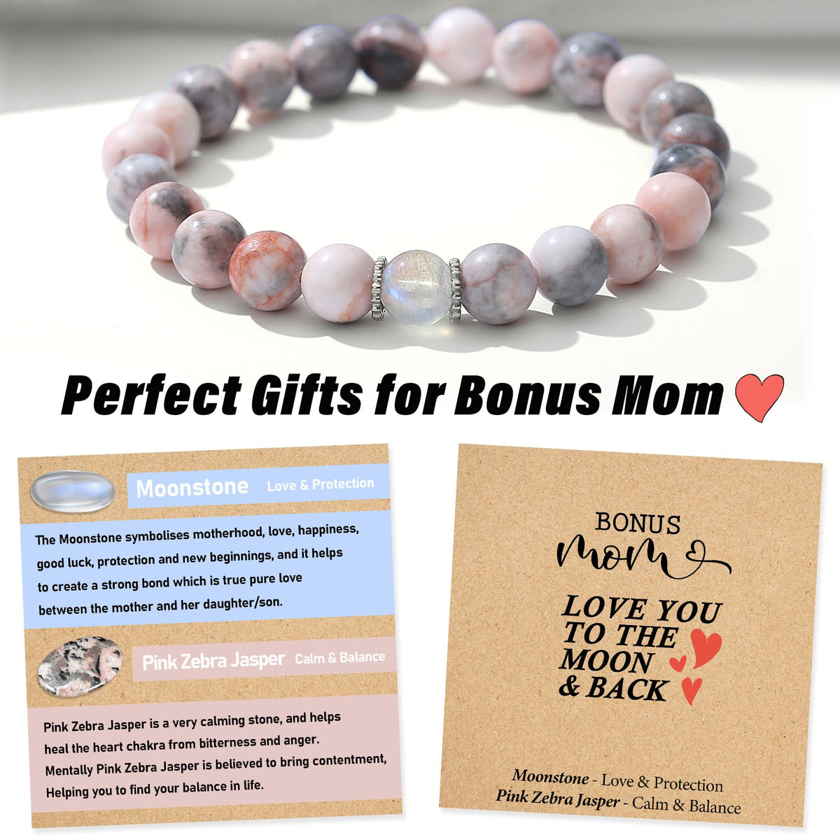 THEMEROL Bonus Mom Gifts Step Mom Mothers Day Gifts Bracelets for Women Moms Birthday Gift for Moms Who Have Everything Personalized Presents Christmas Valentines Day