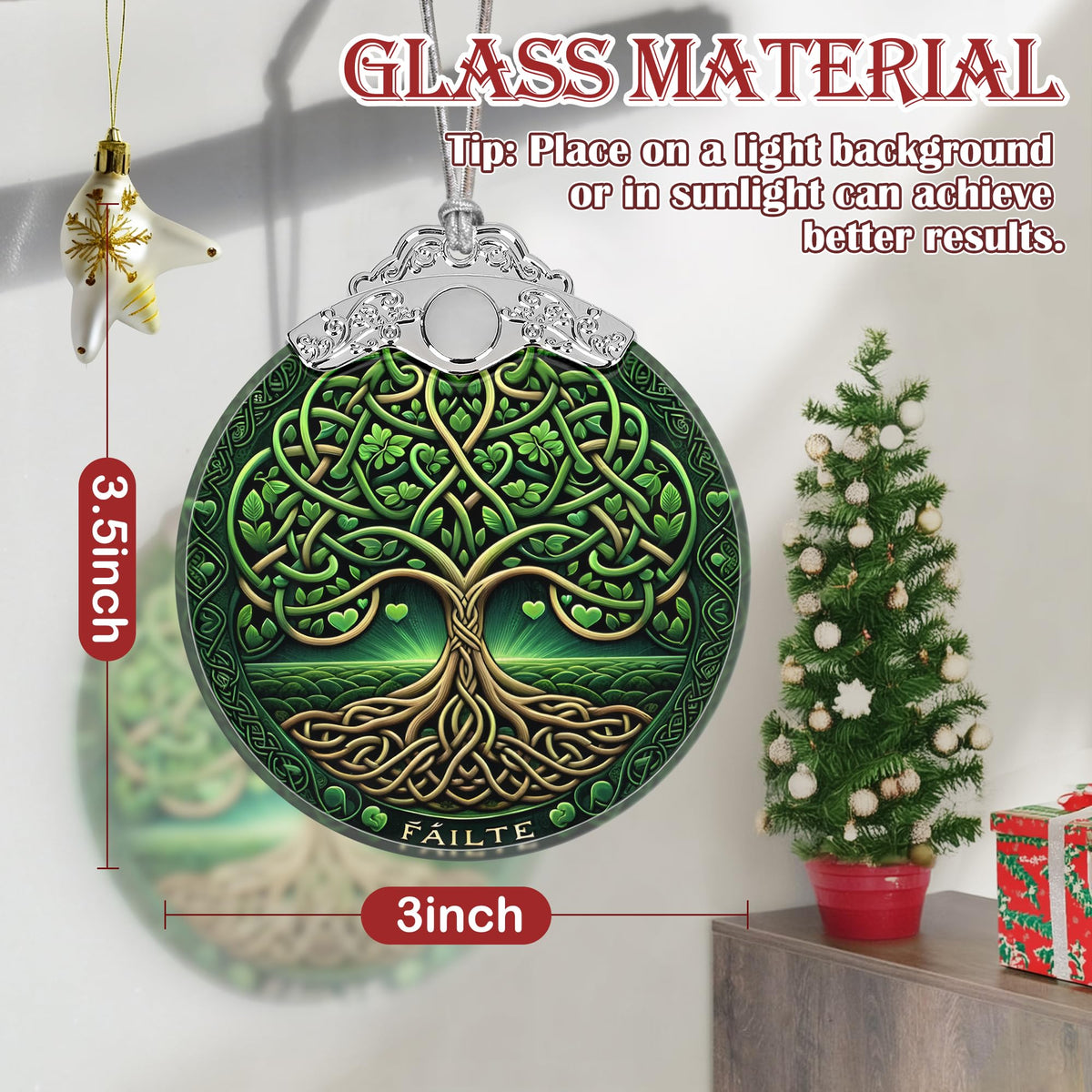 Tree of Life Stained Glass Hanging Ornament - Christmas Tree Decoration, Holiday Ornament, Gift Idea