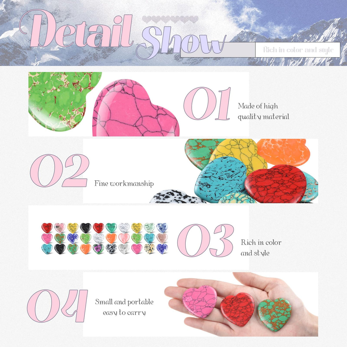 Nuenen 30 Pcs Heart Shape Crystals Stone Bulk 1.57 Inch Gemstone Mother Gift Heart Rocks Quartz Love Wholesale Pocket Palm for Women Mom Wedding Witchcraft Reiki Decoration