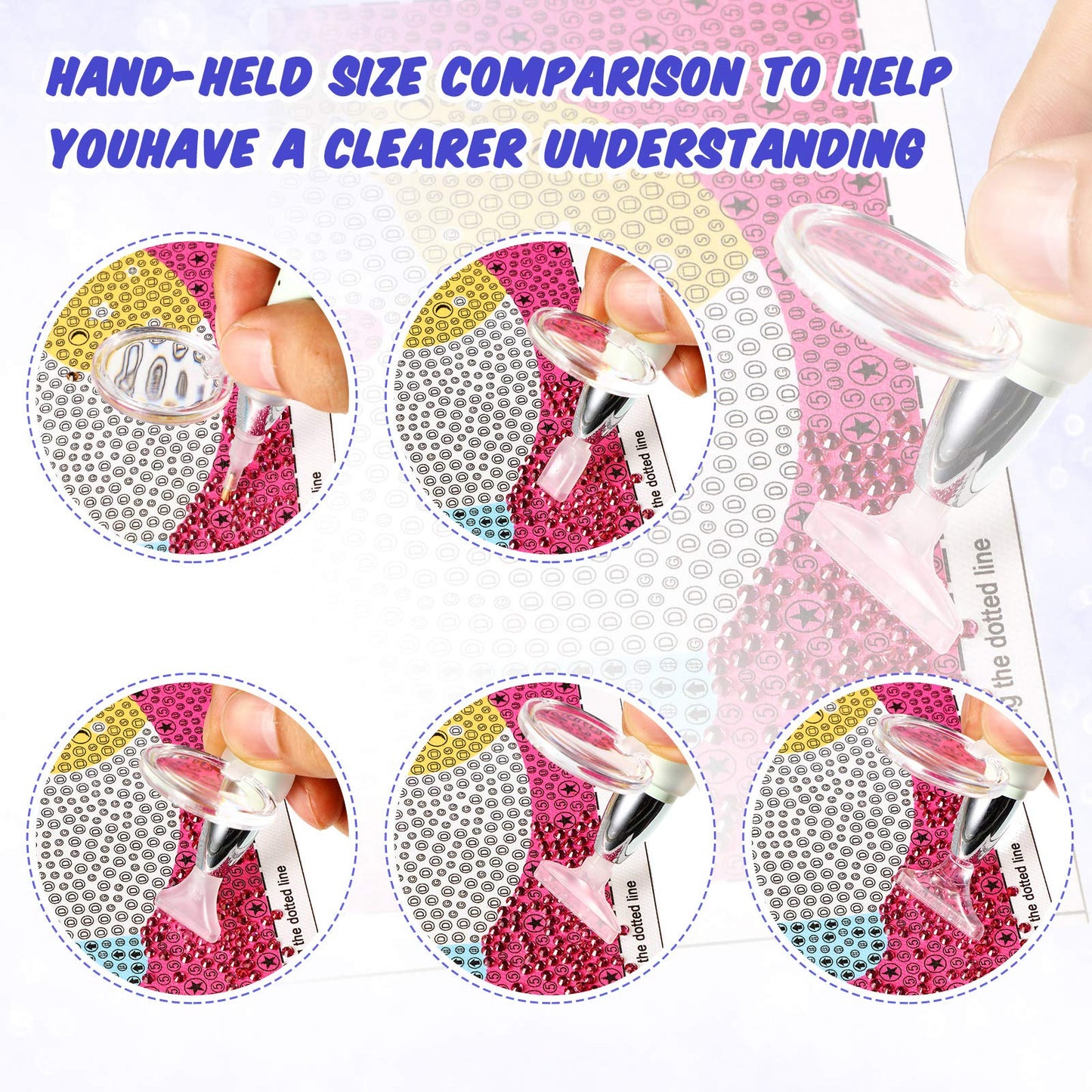 Chuangdi 2 Pcs Diamond Painting Art Drill Pen with Light Diamond Painting Accessories and Tools 12 Pen Heads 2 Anti-slip Mats 2 Wax Organizer Cases for DIY Craft Supplies(Purple, Green)