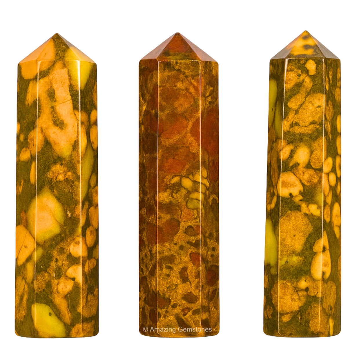 Amazing Gemstone Fruit Jasper Crystal Points Bulk Healing Crystals - Pack of 3 Single Terminated Healing Wand Point Bulk Crystals for Crafts,Crystal Grid,DIY Work - Premium Crystals - Beginners Gift