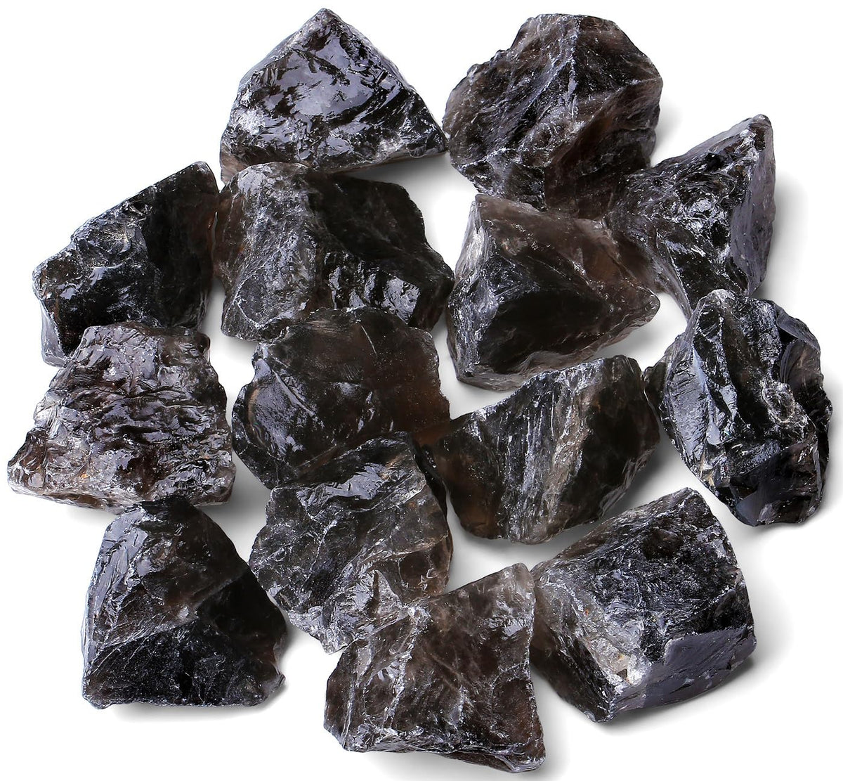 QINJIEJIE Smoky Quartz Crystals Raw Stones Natural Rough Gemstones Rocks Bulk Large 0.8-1.2" Healing Gems Reiki Fountain Rock for Tumbling Cabbing Polishing Wire Wrapping Wicca Decor 0.9 lbs