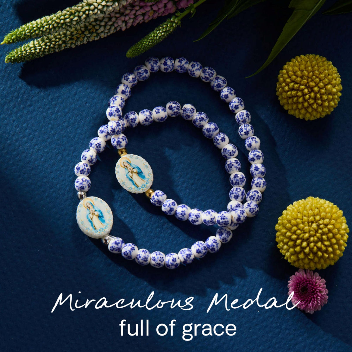 Holy Water Miraculous Mary Porcelain Bracelet in Gold