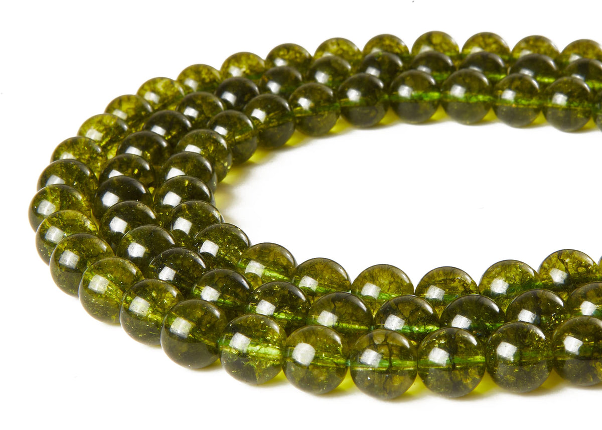 60pcs 6mm Peridot Beads Natural Gemstone Beads Round Loose Beads for Jewelry Making