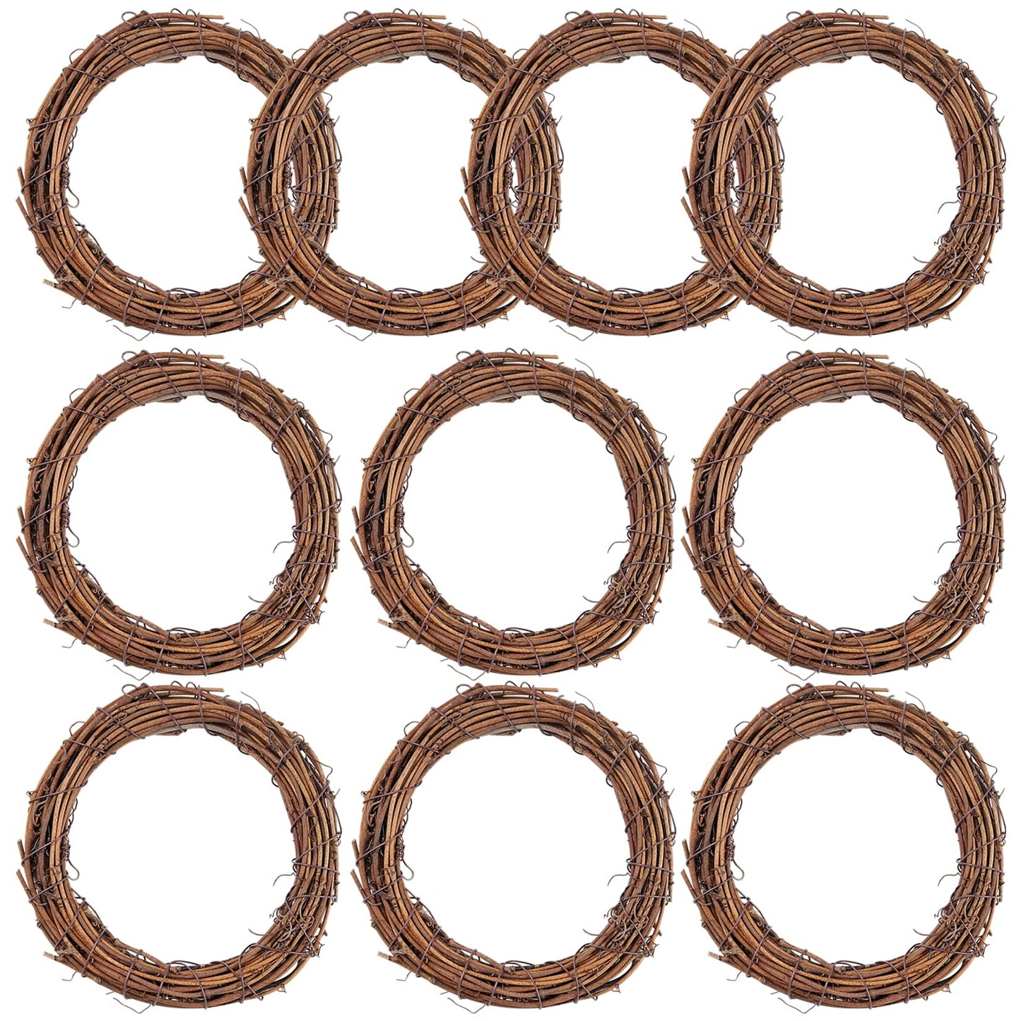 Grapevine Wreath Set, Marrywindix 10 Pieces Natural Vine Branch Wreath Christmas DIY Rattan Wreath Garland for Christmas Holiday Craft Wedding Decor (6 in.)