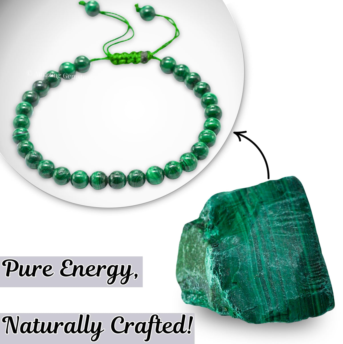 Amazing Gemstone Malachite Bracelet for Women Men's Gifts - Protection Healing Crystal Bracelet - 6mm Gemstones Beaded Adjustable Bracelet Pulseras Para Hombres Mujer Stocking Stuffers
