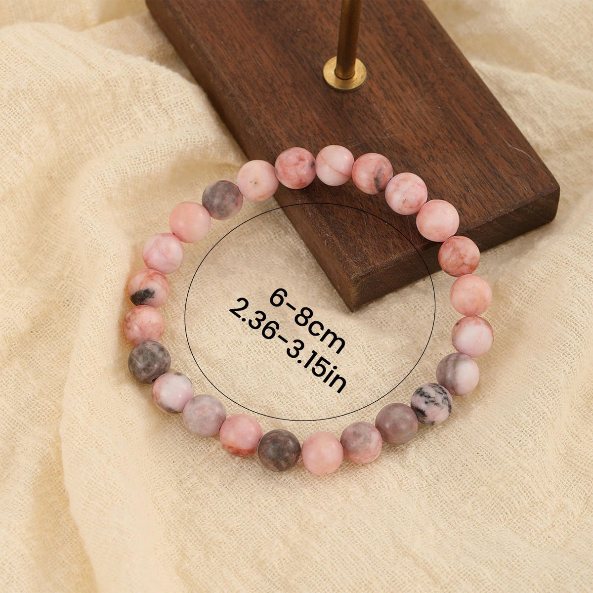 Crystal Vibe Pink Zebra Jasper Bracelet for Balance and Harmony - 8mm Beaded Bracelet for Women Men - Healing Crystal Bracelet - Elastic Adjustable Size
