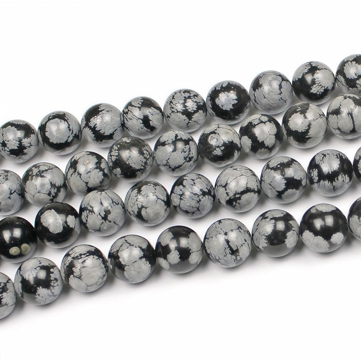 MJDCB Snowflake Obsidian Beads Round Natural Stone Beads for Jewelry Making DIY Bracelet (6mm)