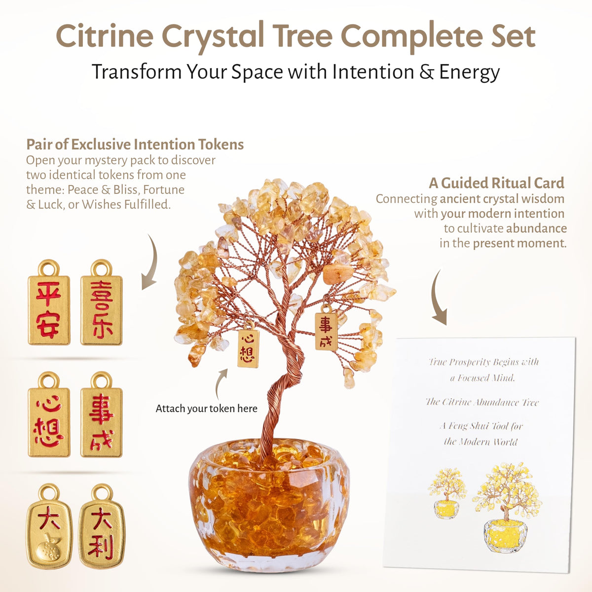 Now Aurah Citrine Crystal Ornament Handmade Gemstone Tree for Desk Decor Feng Shui Money Tree Attracts Wealth & Positive Energy. Thoughtful Gift for Women &Men