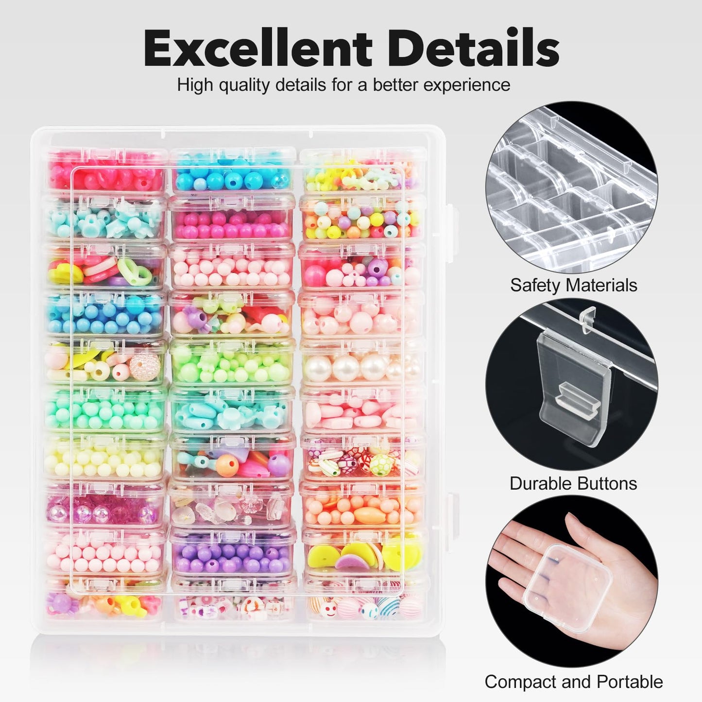 DILIBRA Bead Organizer Box, 62 Pcs Small Bead Organizers and Storage Plastic Cases, Mini Clear Diamond Painting Storage Containers Boxes with Hinged Lid for Jewelry, Bracelet, Seed, DIY Crafts