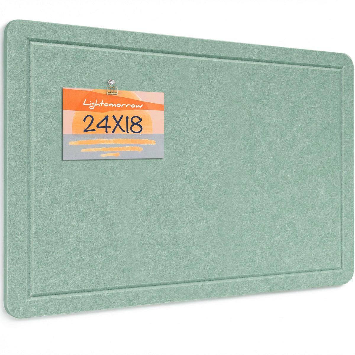Lightomorrow Bulletin Board, 24 x 18 Inches Cork Board Alternative Decorative Felt Pin Board with Safe Removable Adhesives & 24 Push Pins for Home Office Classroom Walls-Jargon Jade