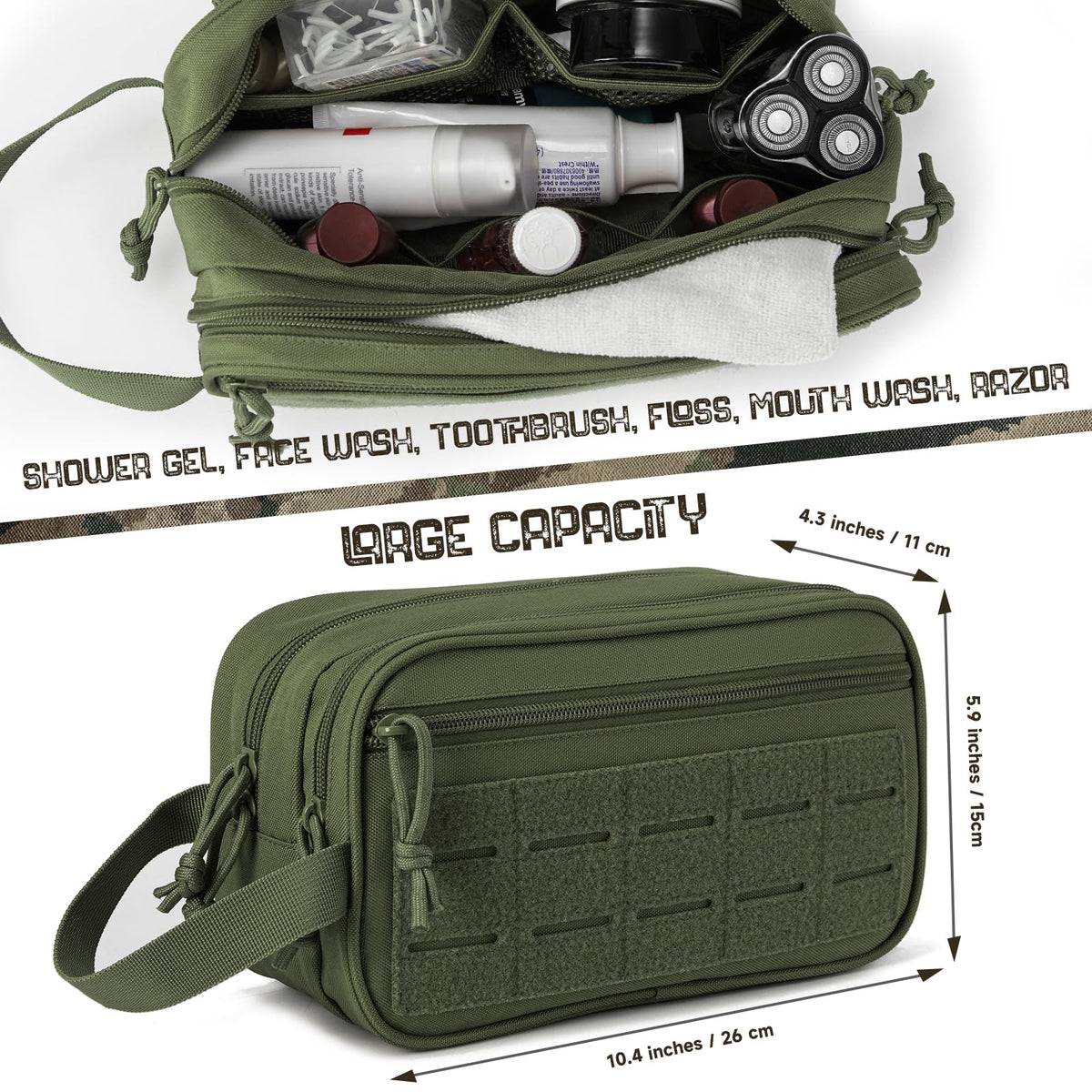 QT&QY Tactical Toiletry Bag For Men Hygiene Bag EDC Military Tool Molle Pouches Small Dopp Kit Mens Shaving Kit Travel shower Bags