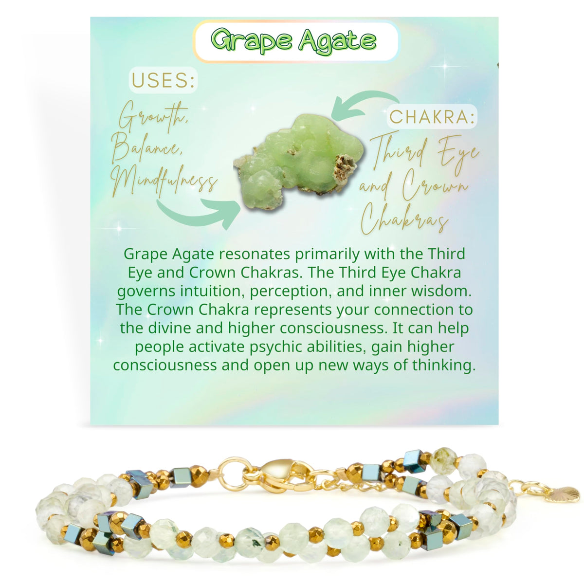 Farfume Grape - Unity - Crystal Beaded Bracelets, Chakra 4mm Natural Stone Beads Bracelets, Gemstone Spiritual Jewelry Gifts for Mother's Day