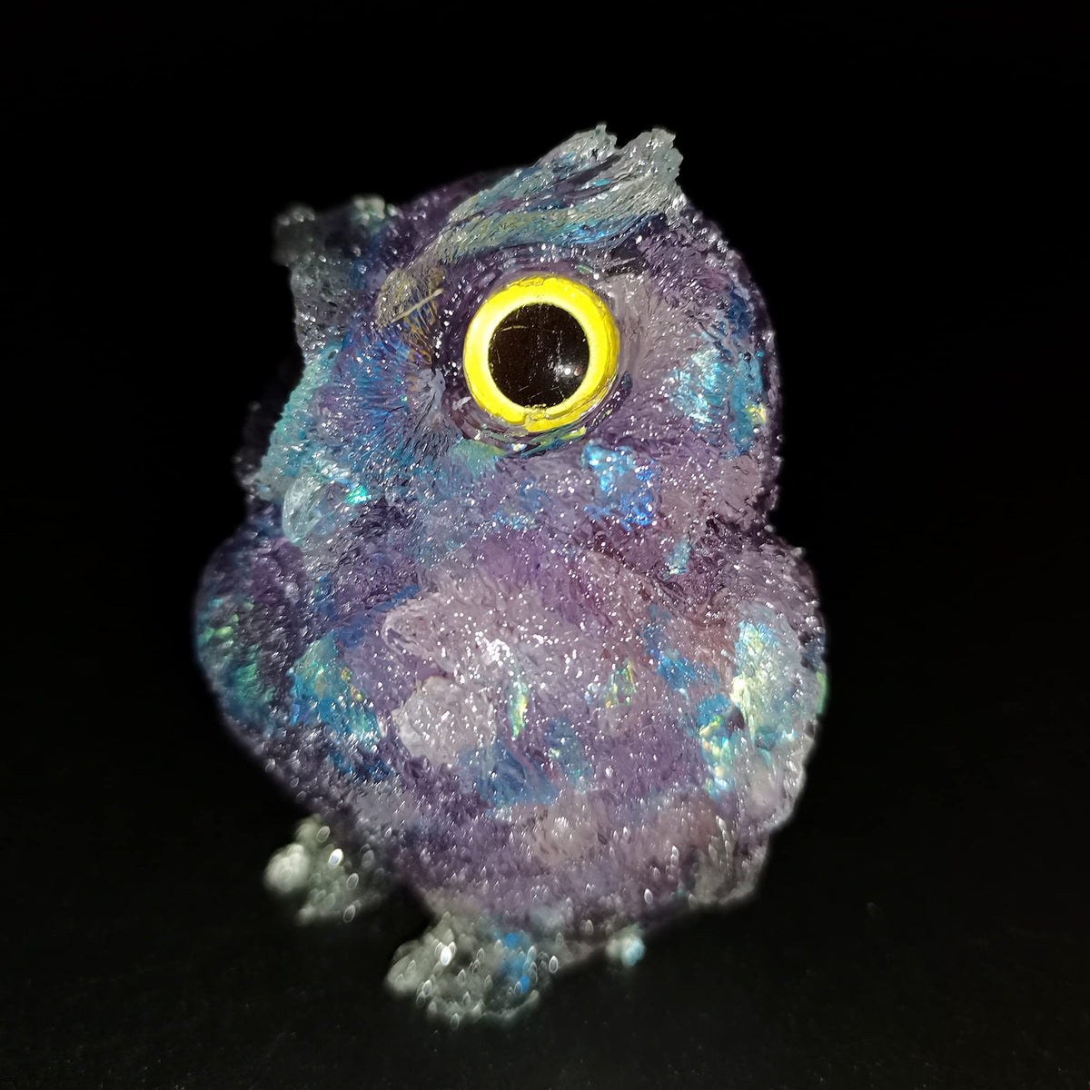Reyife Hand-Carved Natural Crystal Owl Statue Reiki Healing Gemstone Animal Figurines Home Office Car Decoration The Best Gifts 2.4 inches