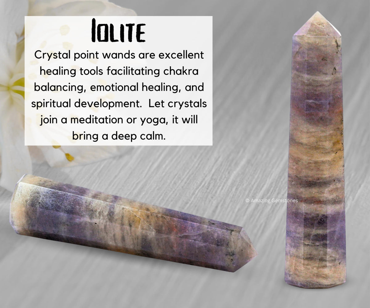 Amazing Gemstone Iolite Crystal Towers - Natural Healing Crystal Point Obelisk for Reiki Healing and Crystal Grid (3" to 4" INCH)