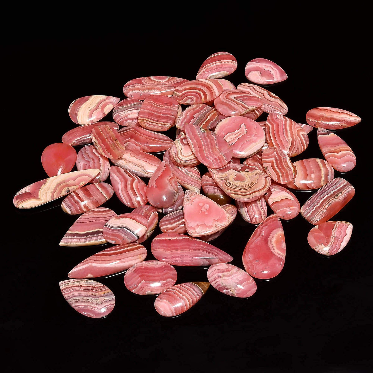 GEMKORA 5pcs Natural Pink Rhodochrosite Cabochon Gemstones Wholesale Lot Jewelry Making, Loose Crystals Supply, Healing Stones, Mix Pack, Crystals, Bulk Deal, Stones, 18 to 25mm