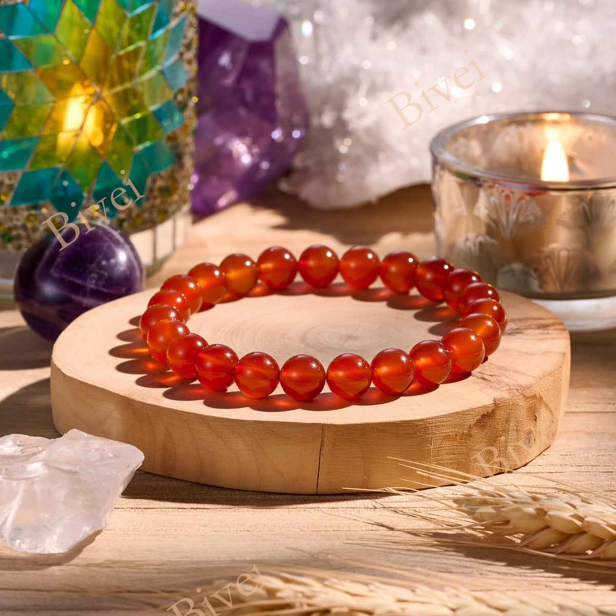 Carnelian - Passion - 8mm Beaded Bracelets for Women Handmade Semi Precious Natural Stone Stretch Elastic Jewelry Yoga Protection Gifts