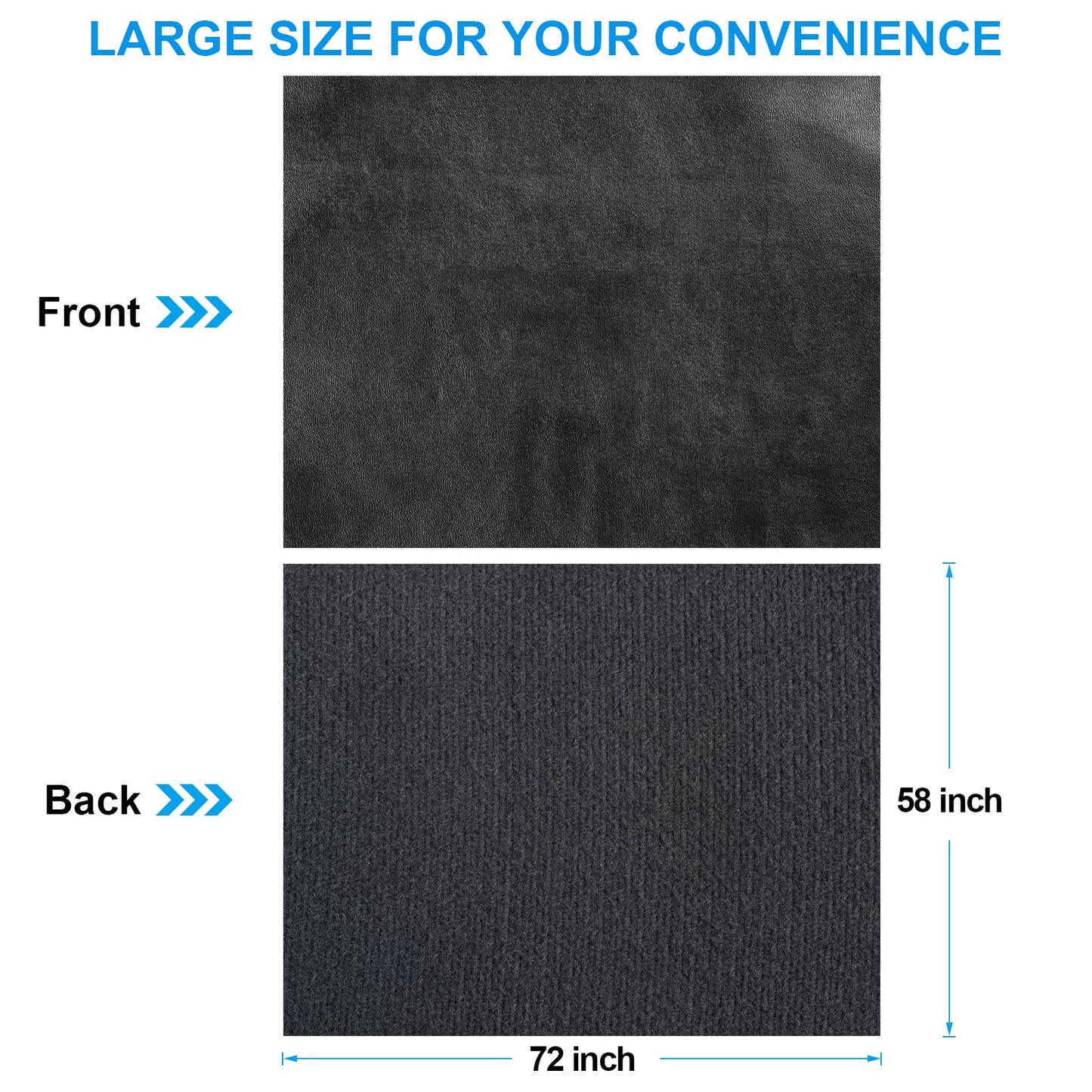 PU Fabric Leather 2 Yards 58" x 72", 0.6mm Thick Faux Synthetic Leather Material Sheets for Upholstery Crafts, DIY Sewings, Sofa, Handbag, Hair Bows Decorations (Black_Smooth Surface_Light Weight)