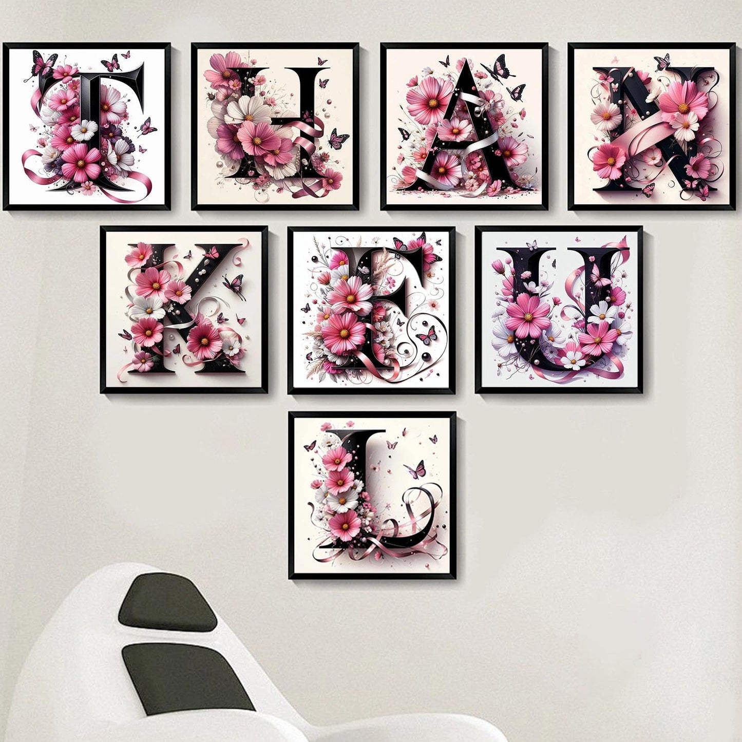 JATOK Alphabet Diamond Art Kits for Adults, Personalized Diamond Painting for Beginners Full Round Drill 5D DIY Gem Pictures, Custom Your own Symbols Home Wall Decor 11.8x11.8in/30x30cm, A