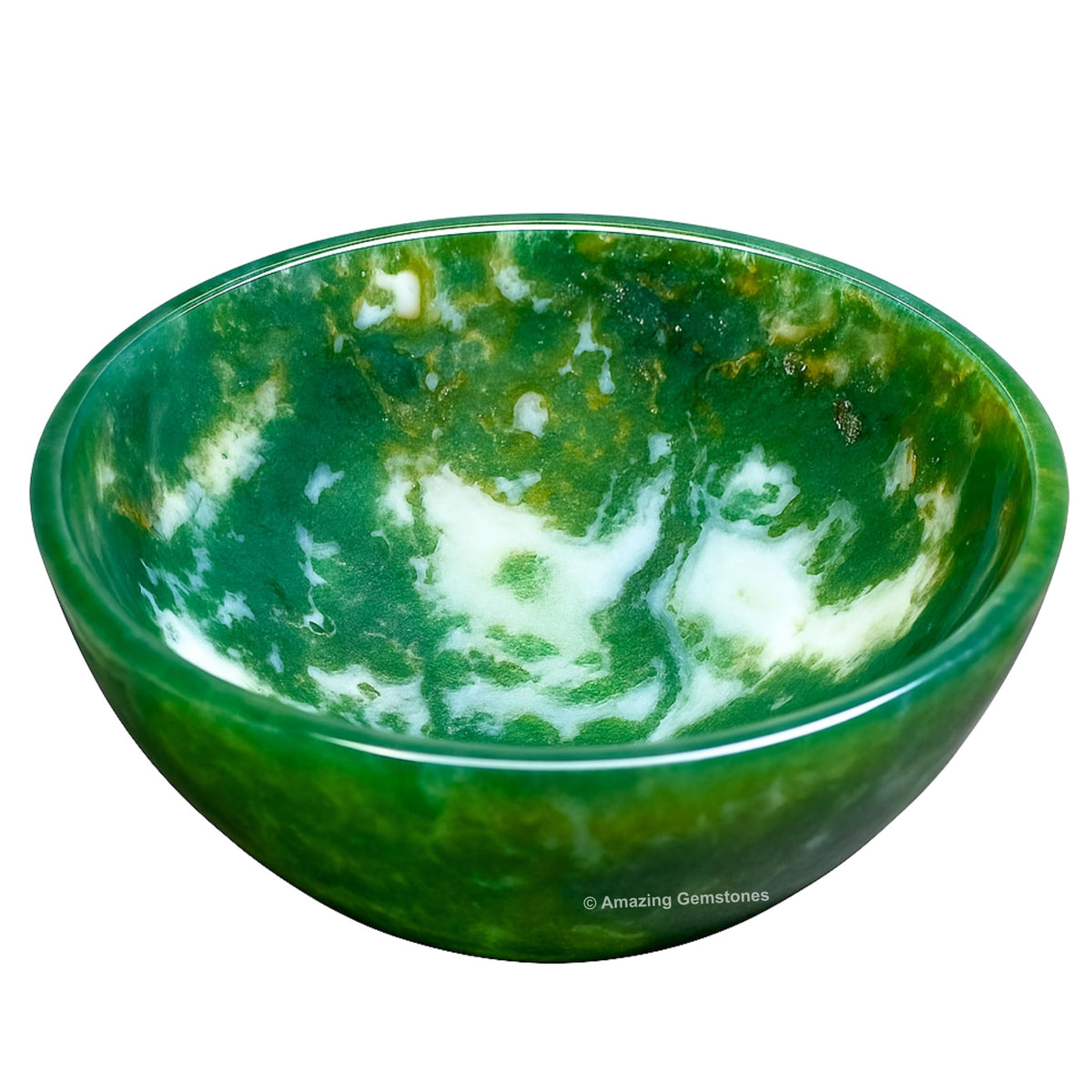 Moss Agate Crystal Bowl - 2 Inch Decorative Bowls for Room and Home Decor - Gemstone Healing Crystals for Elegant Display, Positive Energy Balance and Gift