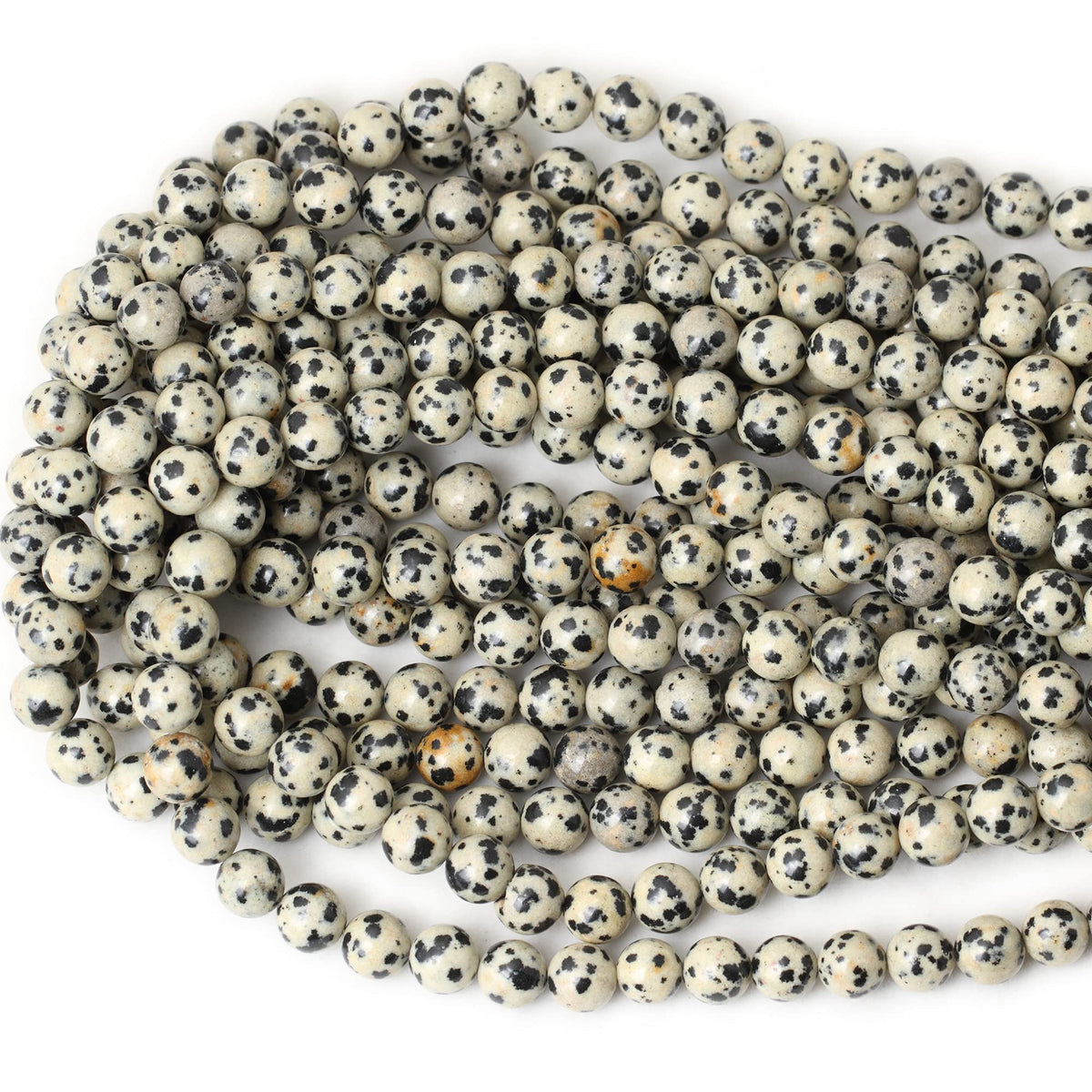 CHEAVIAN 45PCS 8mm Natural Dalmatian Stone Round Loose Beads for Jewelry Making DIY Findings 1 Strand 15"
