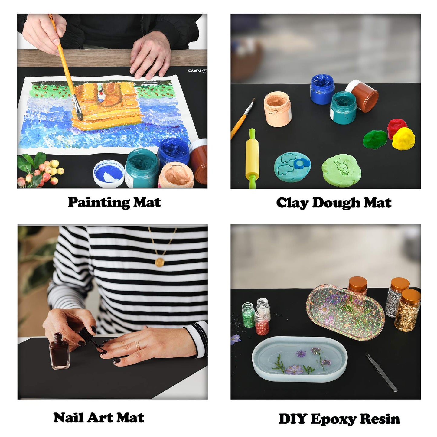 SAPID Extra Large Silicone Sheet for Crafts 23.6" x 31.4", Thick Silicone Jewelry Casting Mats, Nonstick Nonslip Silicon Mat for Epoxy Resin, Art Painting, Heat Resistant Counter Mat (Black)