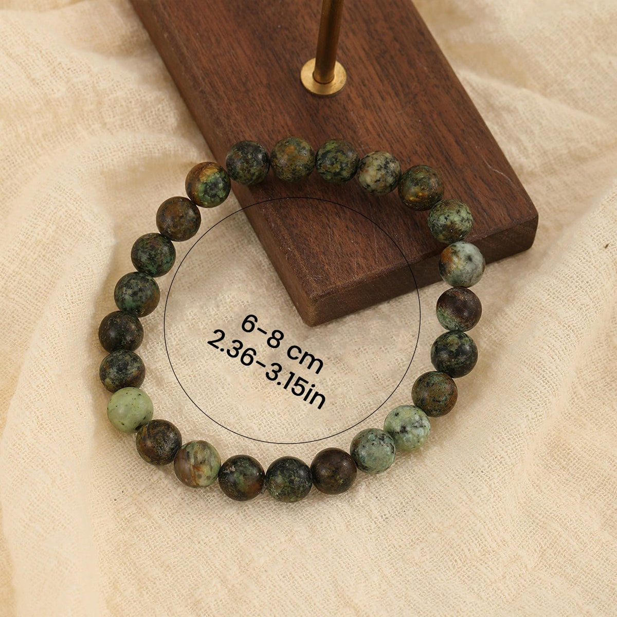 Crystal Vibe African Turquoise Bracelet for Good Luck and Prosperity - Attract Positive Energy and Promote Overall Well-being - 8mm Beaded Bracelet for Spiritual Growth - Elastic Adjustable Size