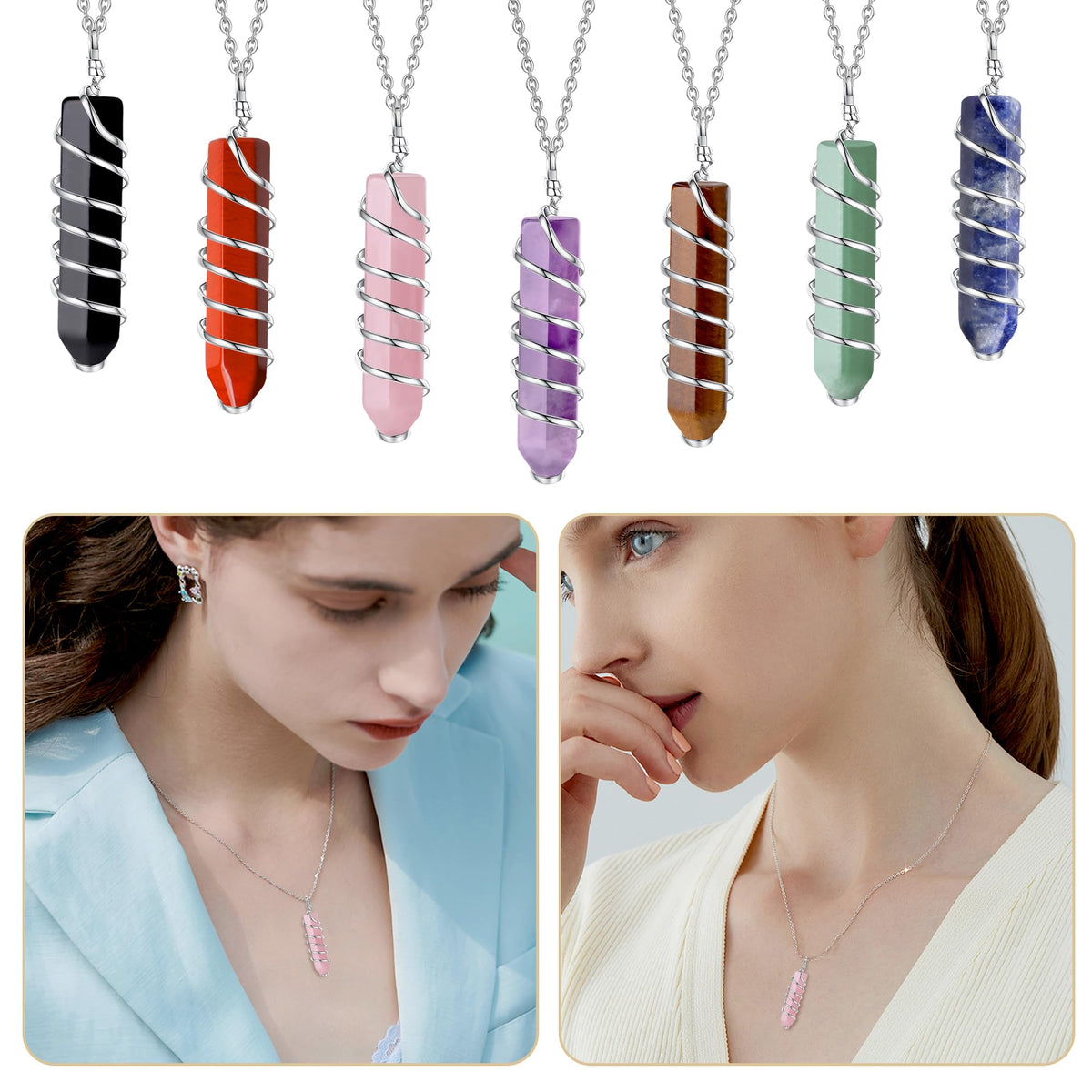 QINJIEJIE Rose Quartz 20 PCS Healing Crystals Stones Sets Wands Bulk Natural Pocket Crystal Towers Assorted Pointed Reiki Gemstones Polished Energy Meditation Chakra Gifts for Women Men