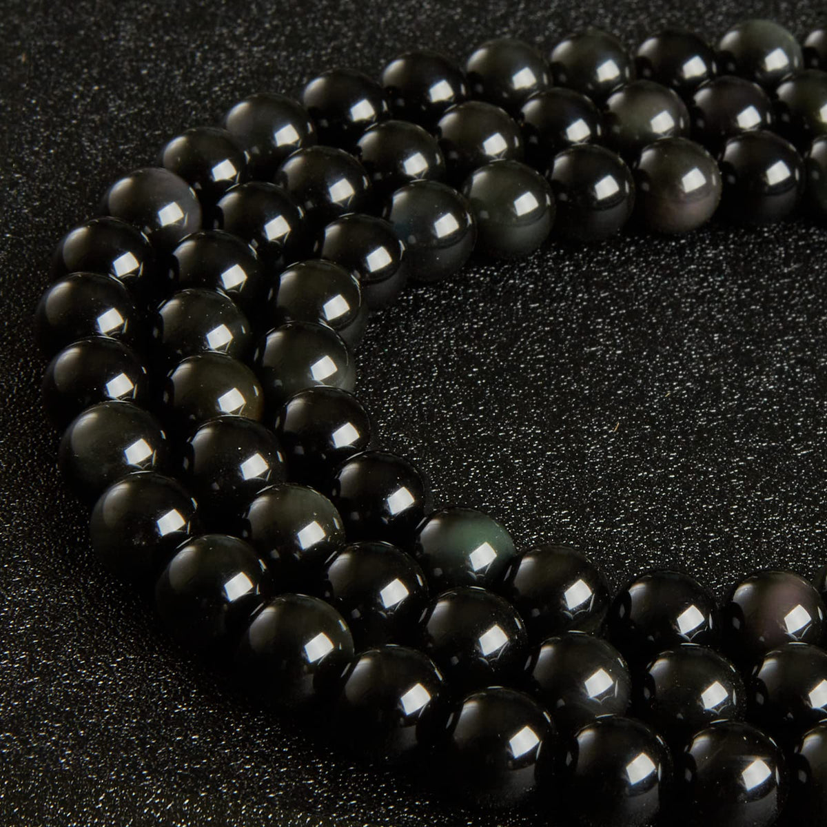 45pcs 8mm Natural Black Obsidian Beads Gemstone Beads Round Loose Beads for Jewelry Making