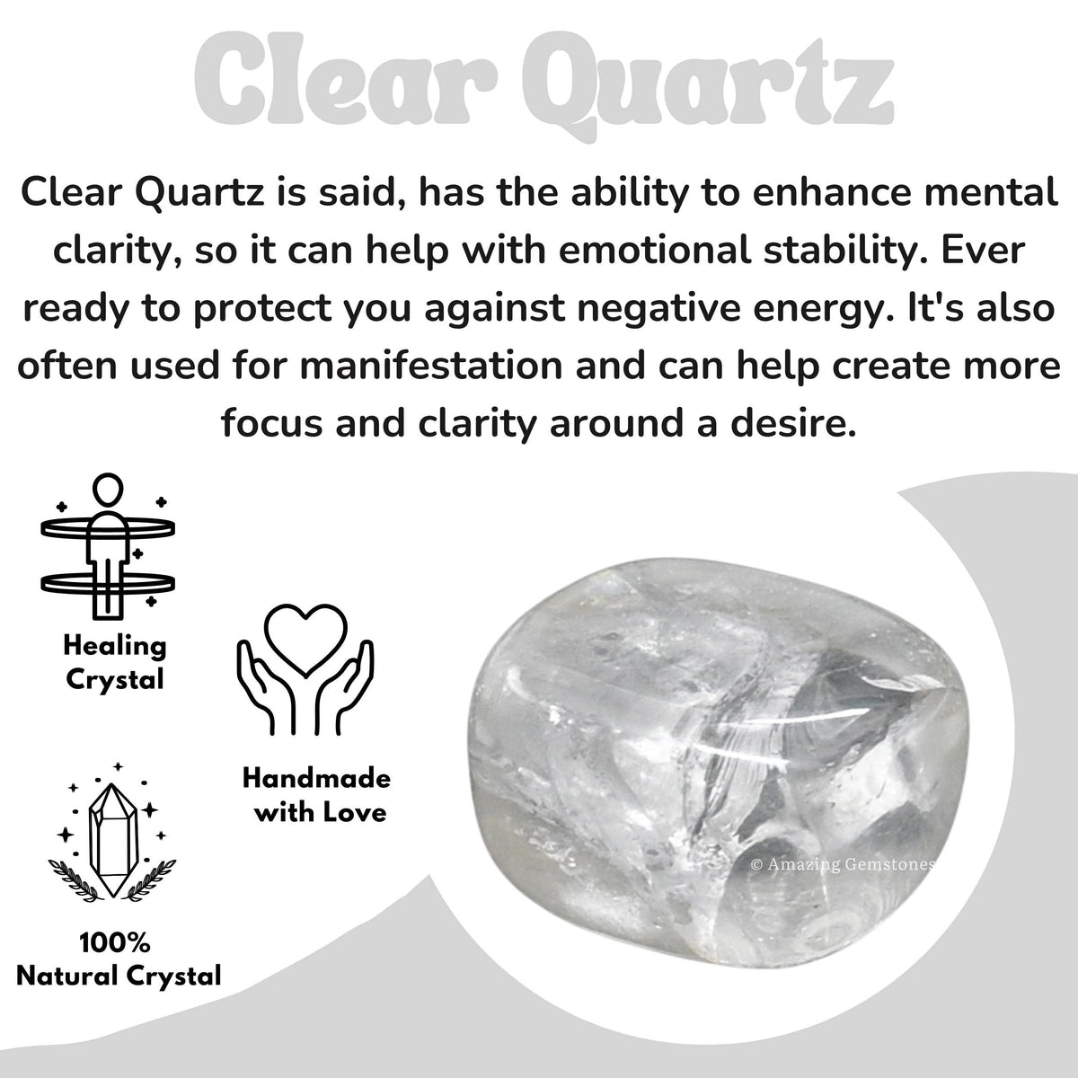 Amazing Gemstone Clear Quartz Crystals and Healing Stones Tumbled - 1000+ Carats Clear Quartz Stone, Natural Healing Stones for Energy Balance, Stress Relief, Polished Gems Rocks